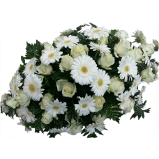 Langwerpig bloemstuk wit/groen
