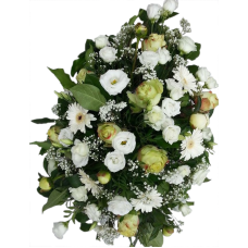 Druppelvormig bloemstuk wit/groen